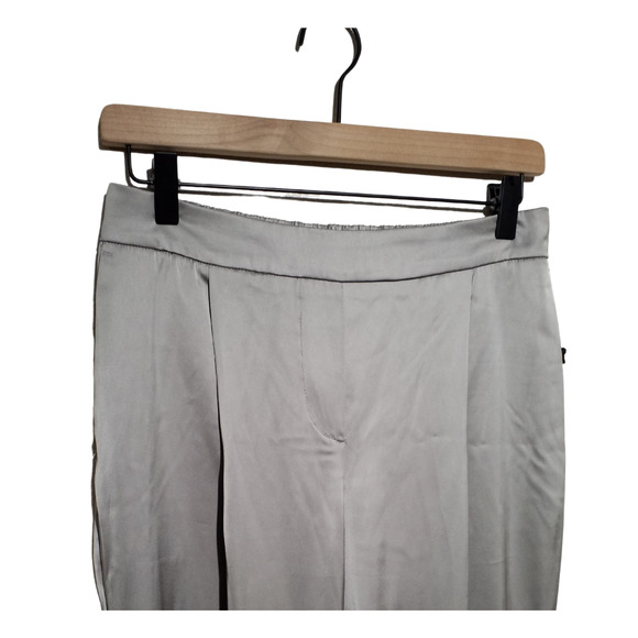 Rachel Zoe Silver Satin Pleated Pants Elastic Waist Pockets Size 4 NWT - Picture 2 of 8